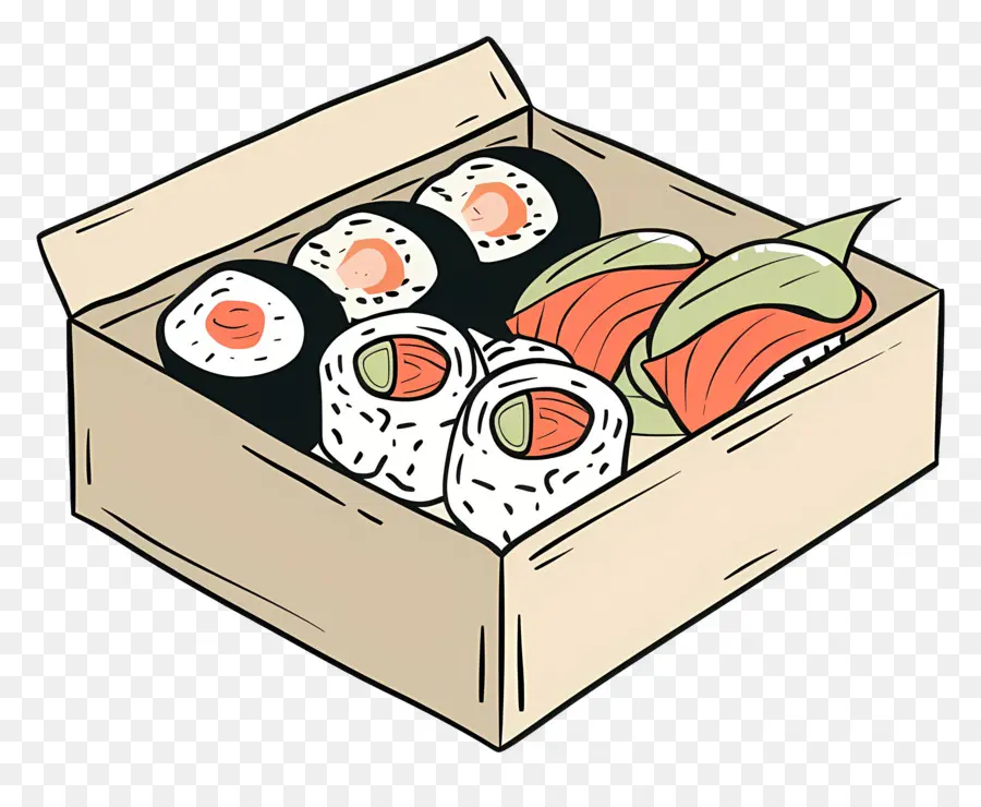 Caixa Com Sushi，Sushi PNG