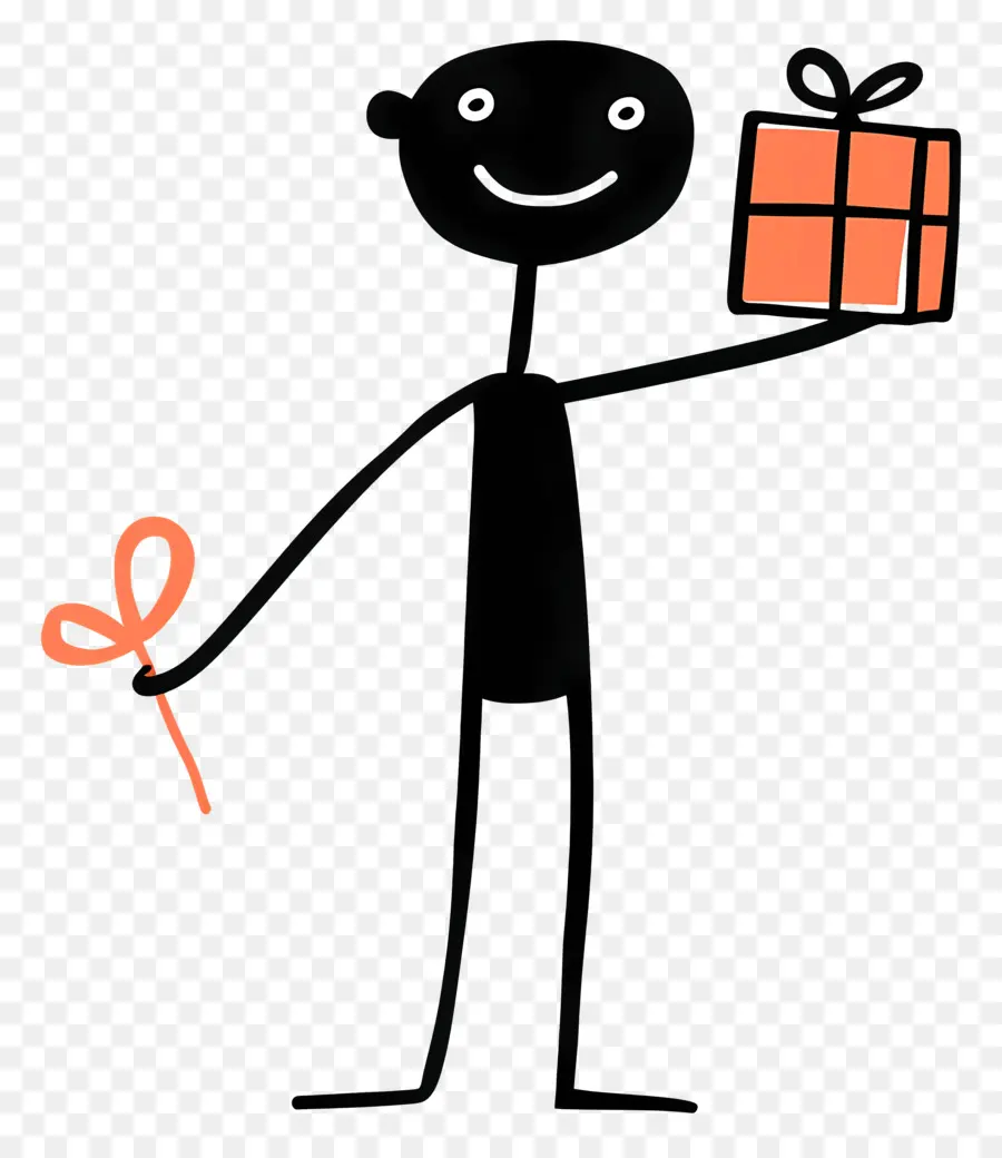 Stickman Com Caixa De Presente，Aniversário PNG