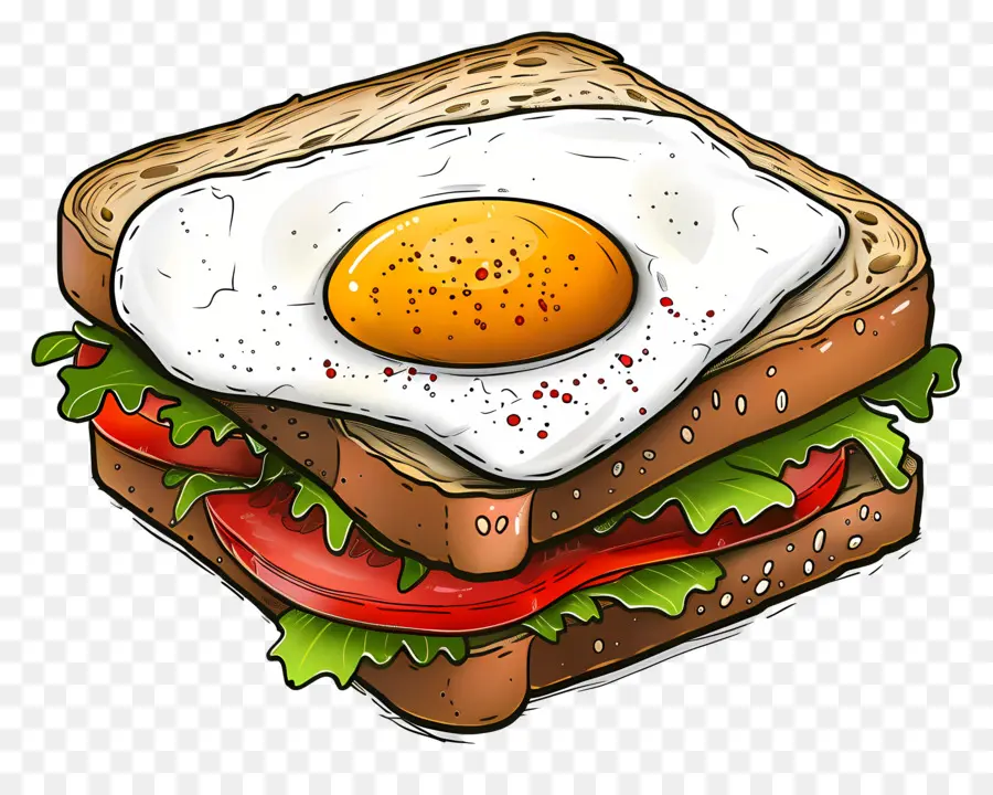 Egg Sandwich，Sanduíche Aberto PNG