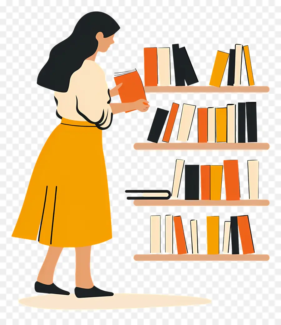 Menina Com Livros，Estante PNG