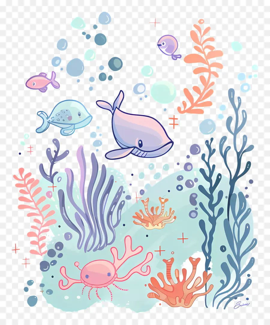 Fundo Do Mar，Cartoon Criaturas Do Mar PNG