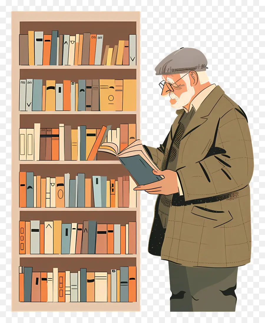 Velho Levando O Livro，Bookshelf PNG