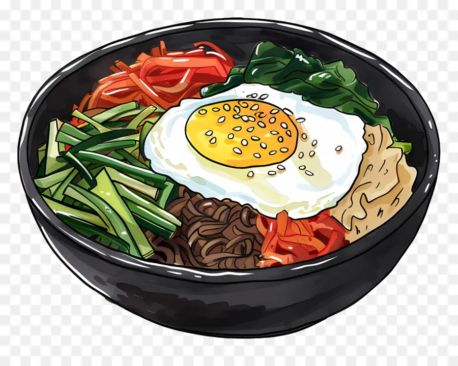 O Coreano Bibimbap，Comida Asiática PNG