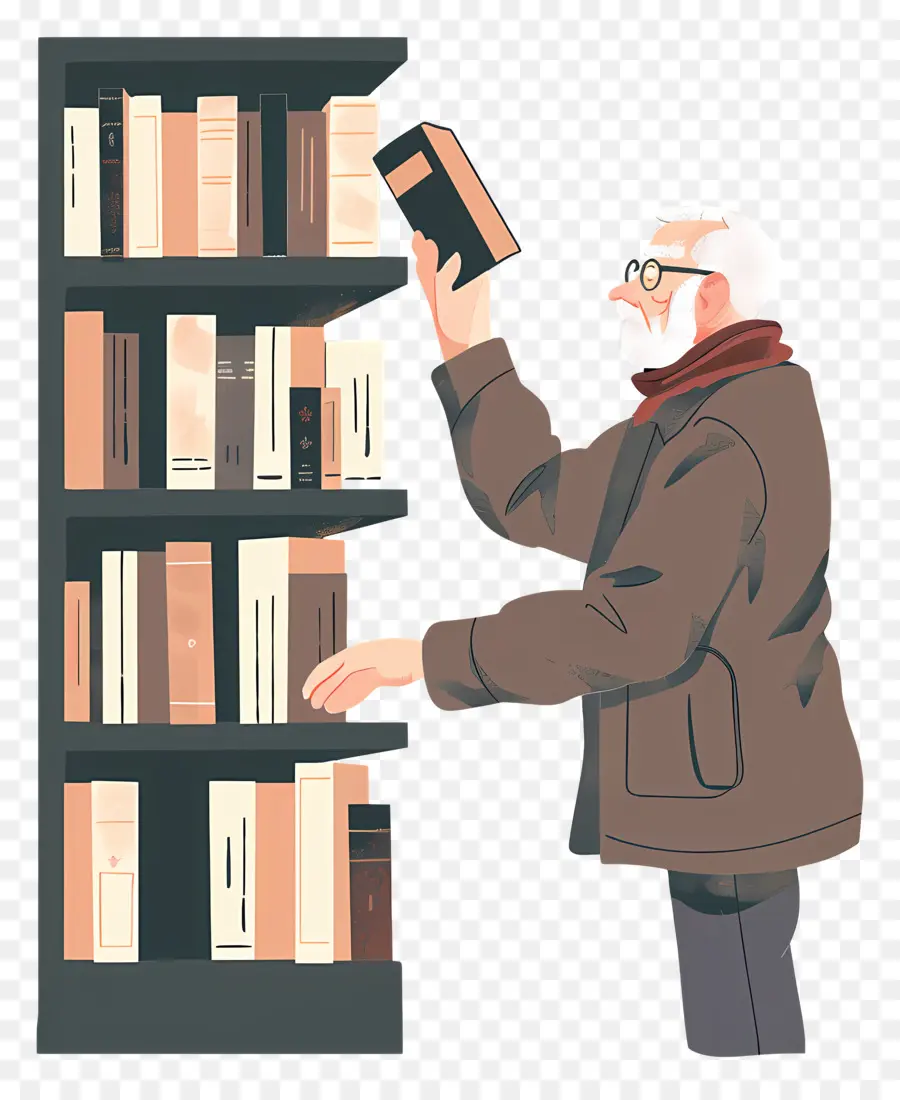 Velho Levando O Livro，Bookshelf PNG