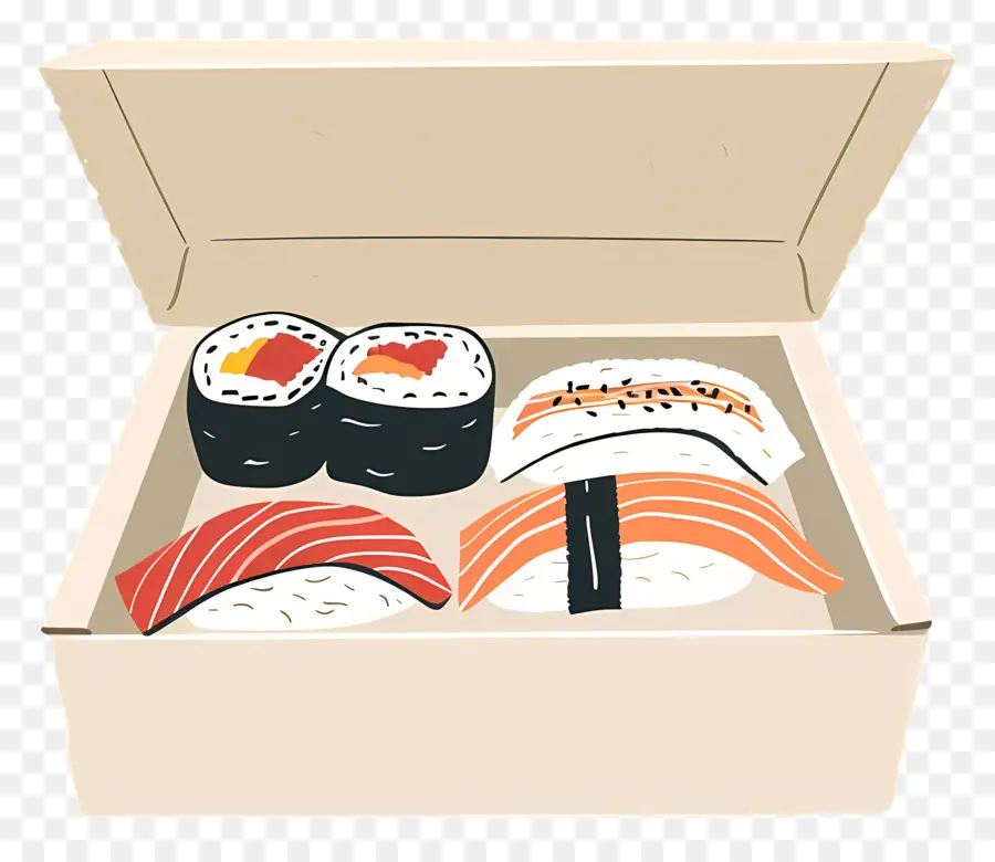 Caixa Com Sushi，Sushi PNG