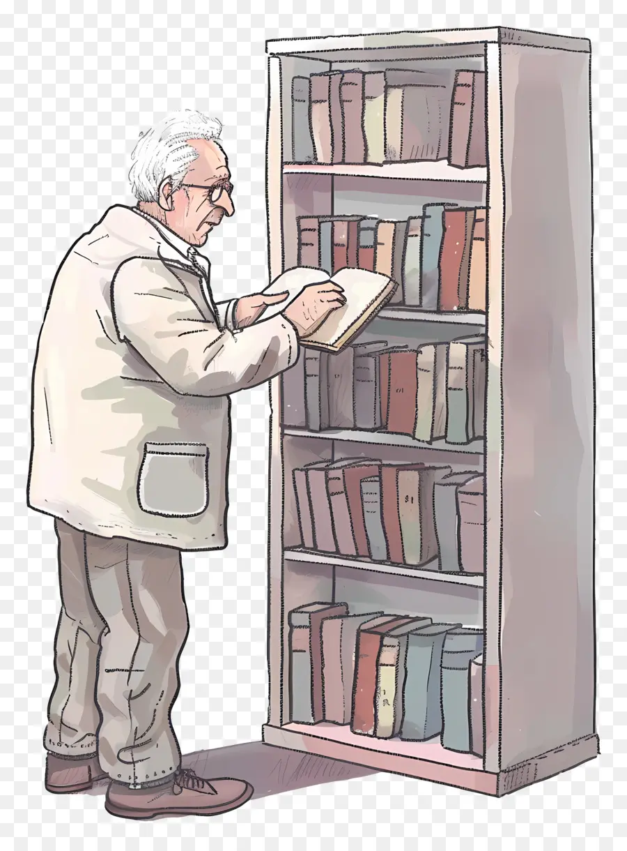 Velho Levando O Livro，Bookshelf PNG