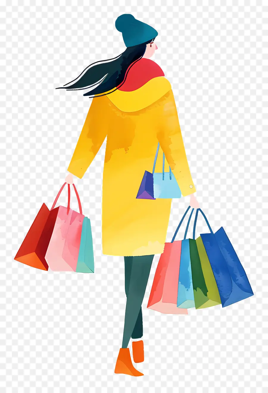 Mulher Com Sacolas De Compras，Compras PNG