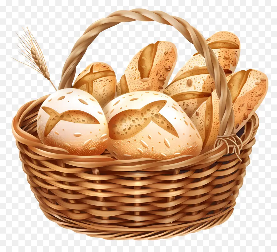 Cesta Com Pão，Cesta De Pão PNG