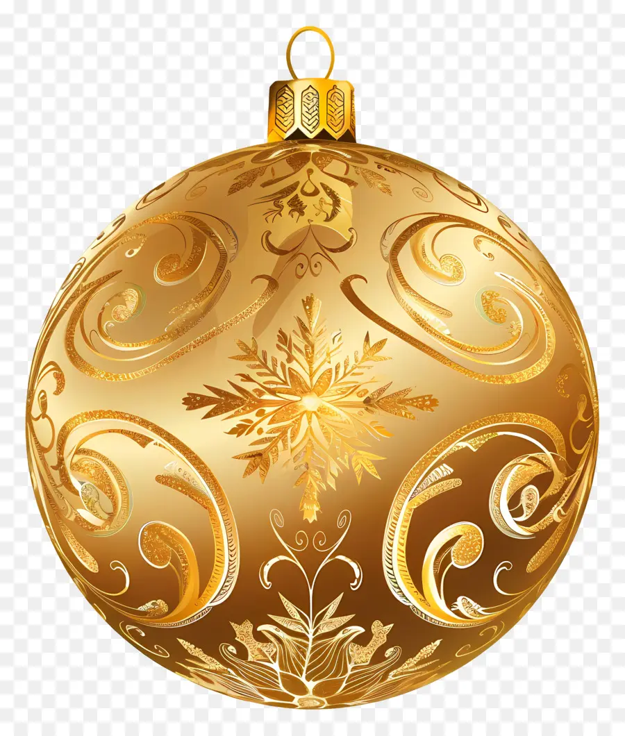 Enfeite De Natal De Ouro，Ornamentos De Ouro PNG