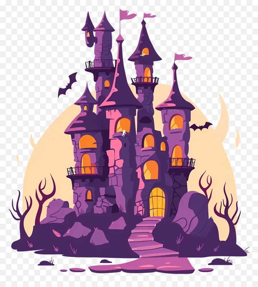 Castelo Assustador De Halloween，Castelo Abandonado PNG