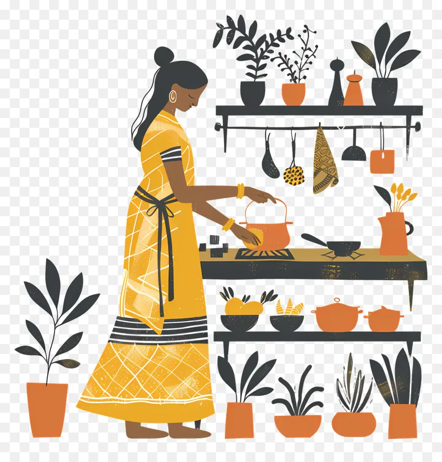 Dona De Casa Indiana，Cozinha Indiana PNG