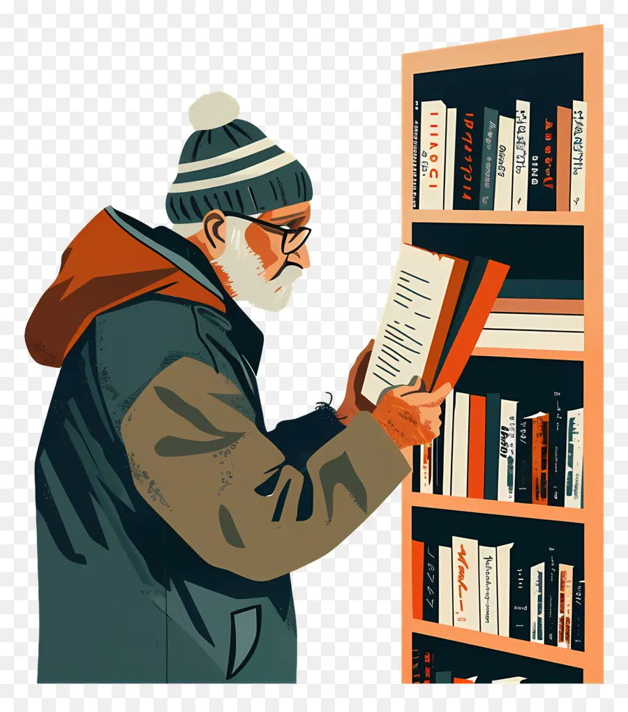 Velho Levando O Livro，Bookshelf PNG