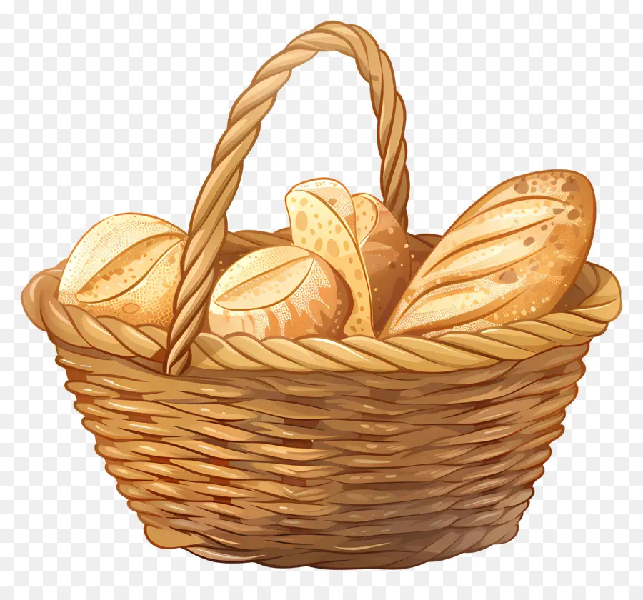 Cesta Com Pão，Pão Fresco PNG