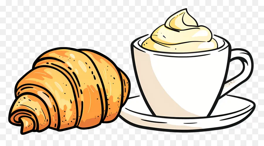 Croissant E Café，Chocolate Quente PNG