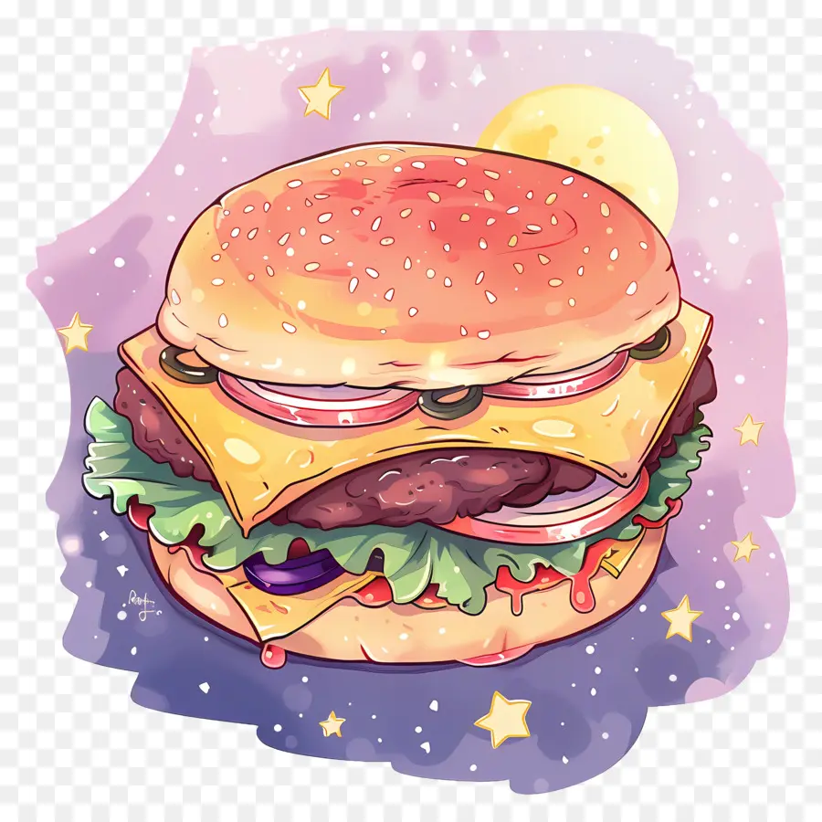 Hamburger，Cartoon Hamburger PNG