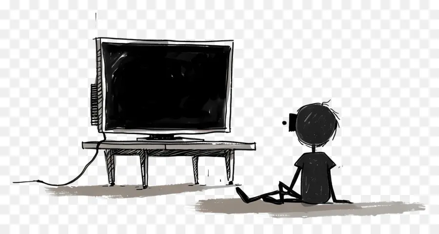 Stickman Assistindo Tv，Televisão Antiga PNG