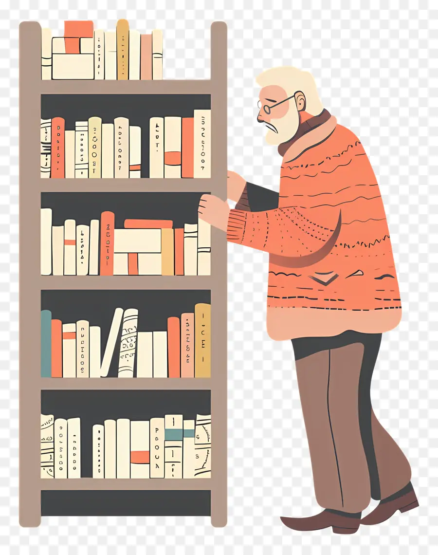 Velho Levando O Livro，Bookshelf PNG