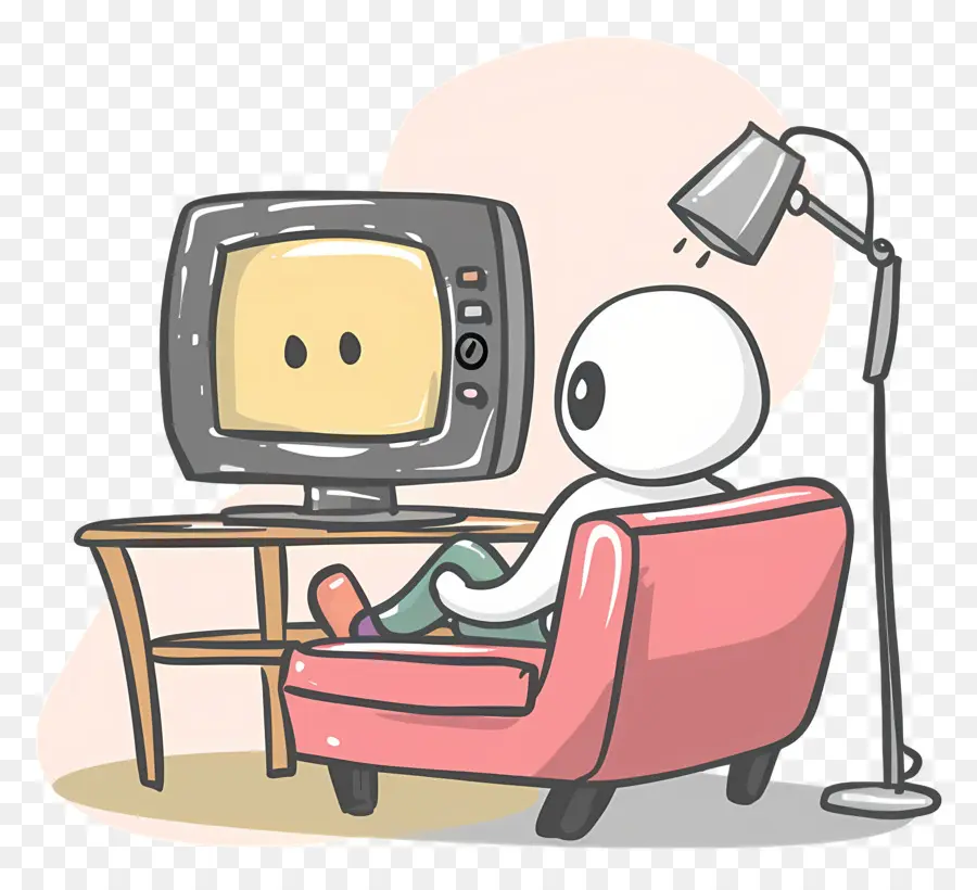 Stickman Assistindo Tv，Sofá Vermelho PNG