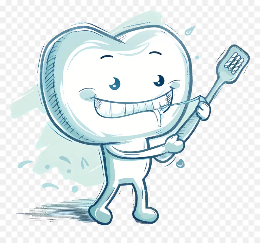 Escovando Os Dentes，Personagem De Desenho Animado PNG