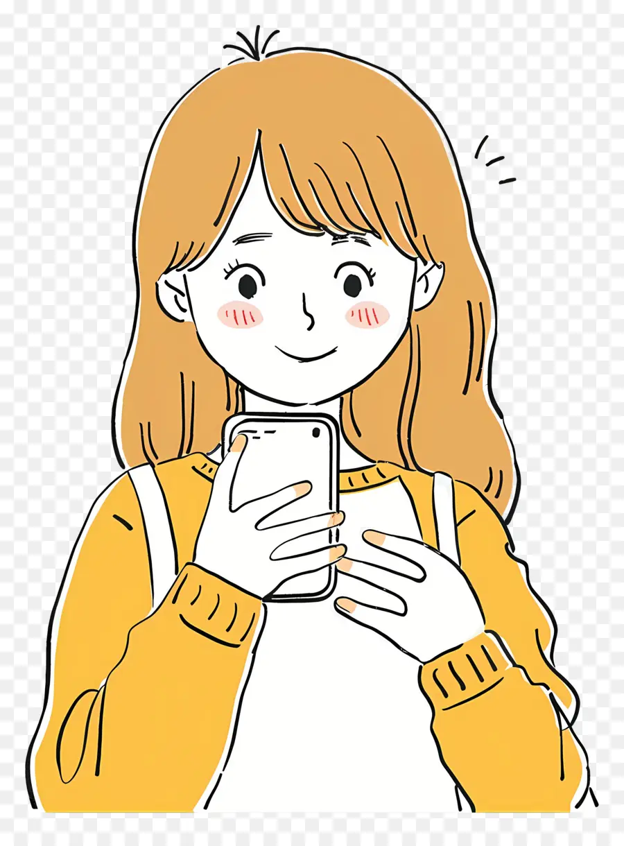 Menina Tirando Selfie，Smartphone PNG