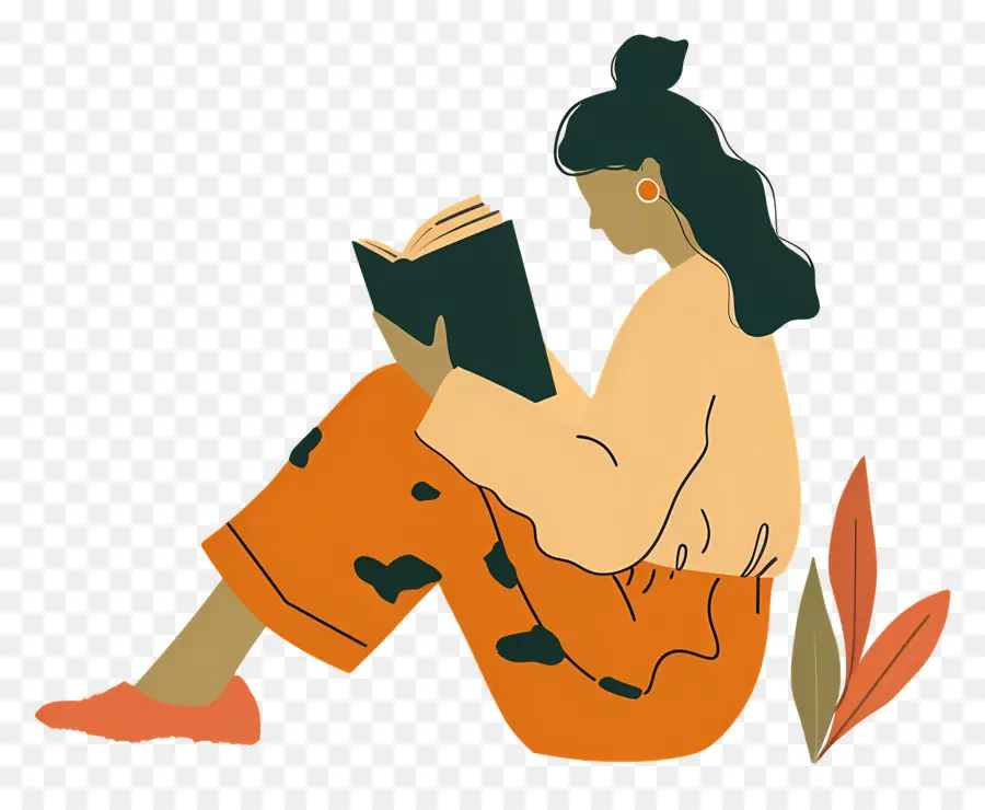 Mulher Relaxando，Lendo Um Livro PNG