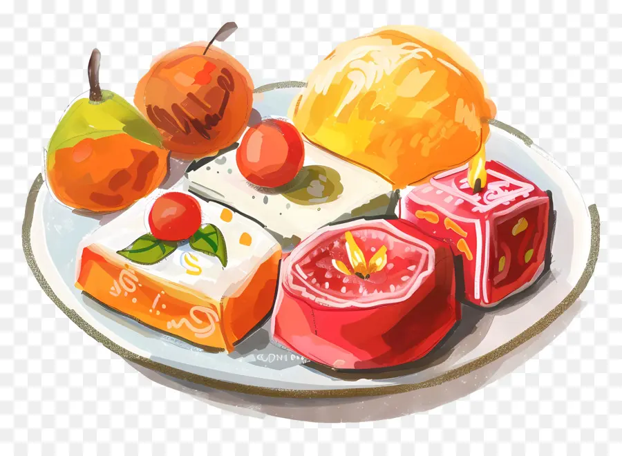 Doces De Diwali，Prato De Fruta PNG