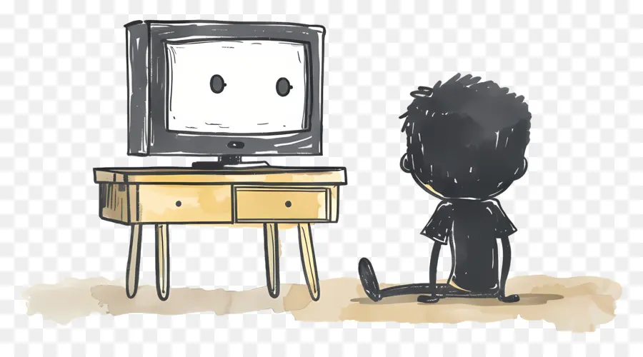 Stickman Assistindo Tv，Personagem De Desenho Animado PNG