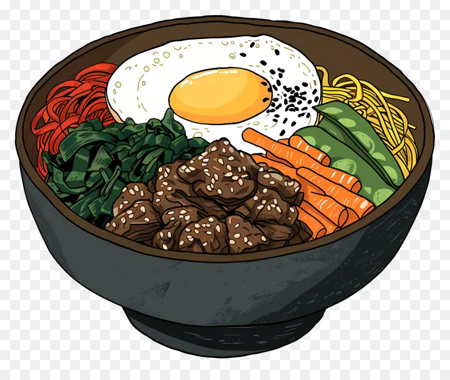 O Coreano Bibimbap，Tigela De Carne PNG