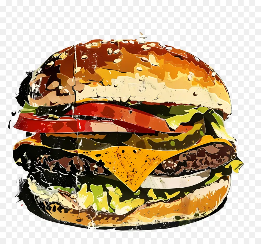 Hamburger，Pintura Digital PNG