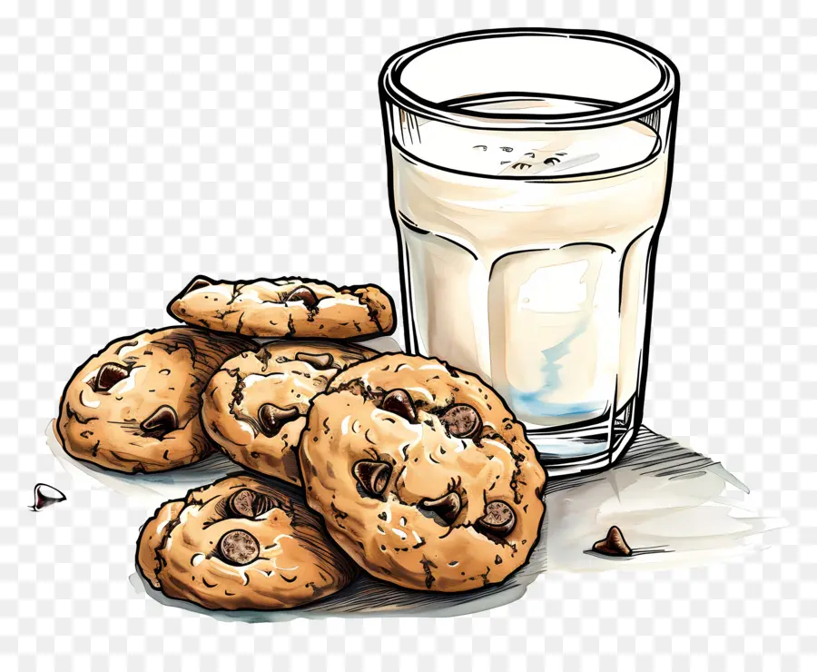 Biscoitos E Leite，Chocolate Chip Cookies PNG