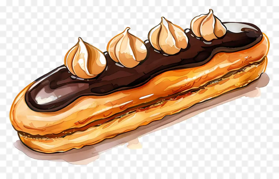 Éclair，Ilustração Em Aquarela PNG