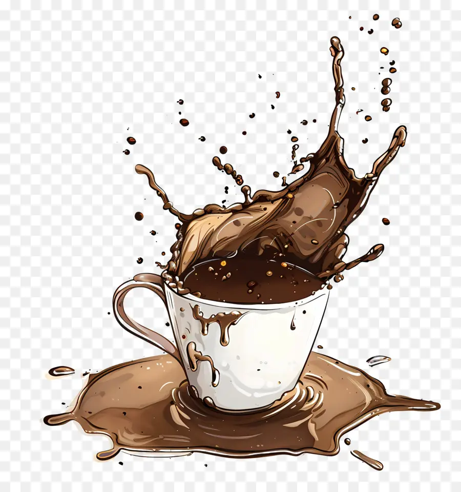 Café Derramado，Chocolate Quente PNG