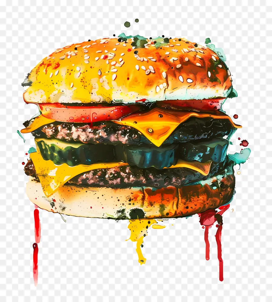 Hamburger，Pintura Digital PNG