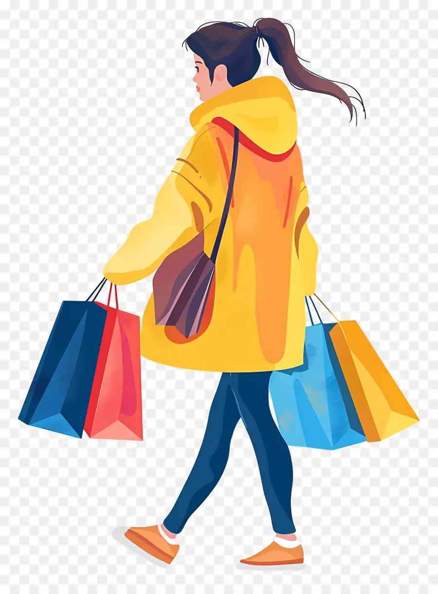 Mulher Com Sacolas De Compras，Compras PNG