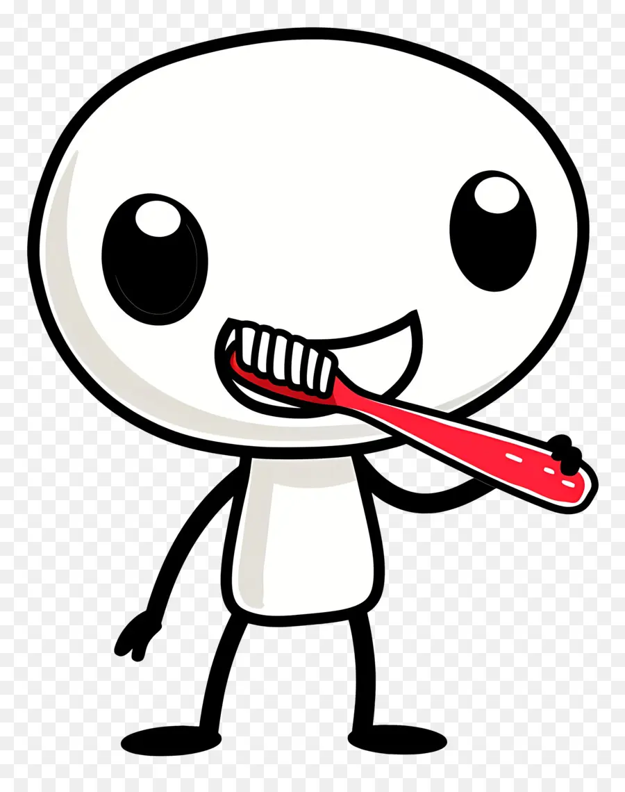 Escovando Os Dentes，Personagem De Desenho Animado PNG