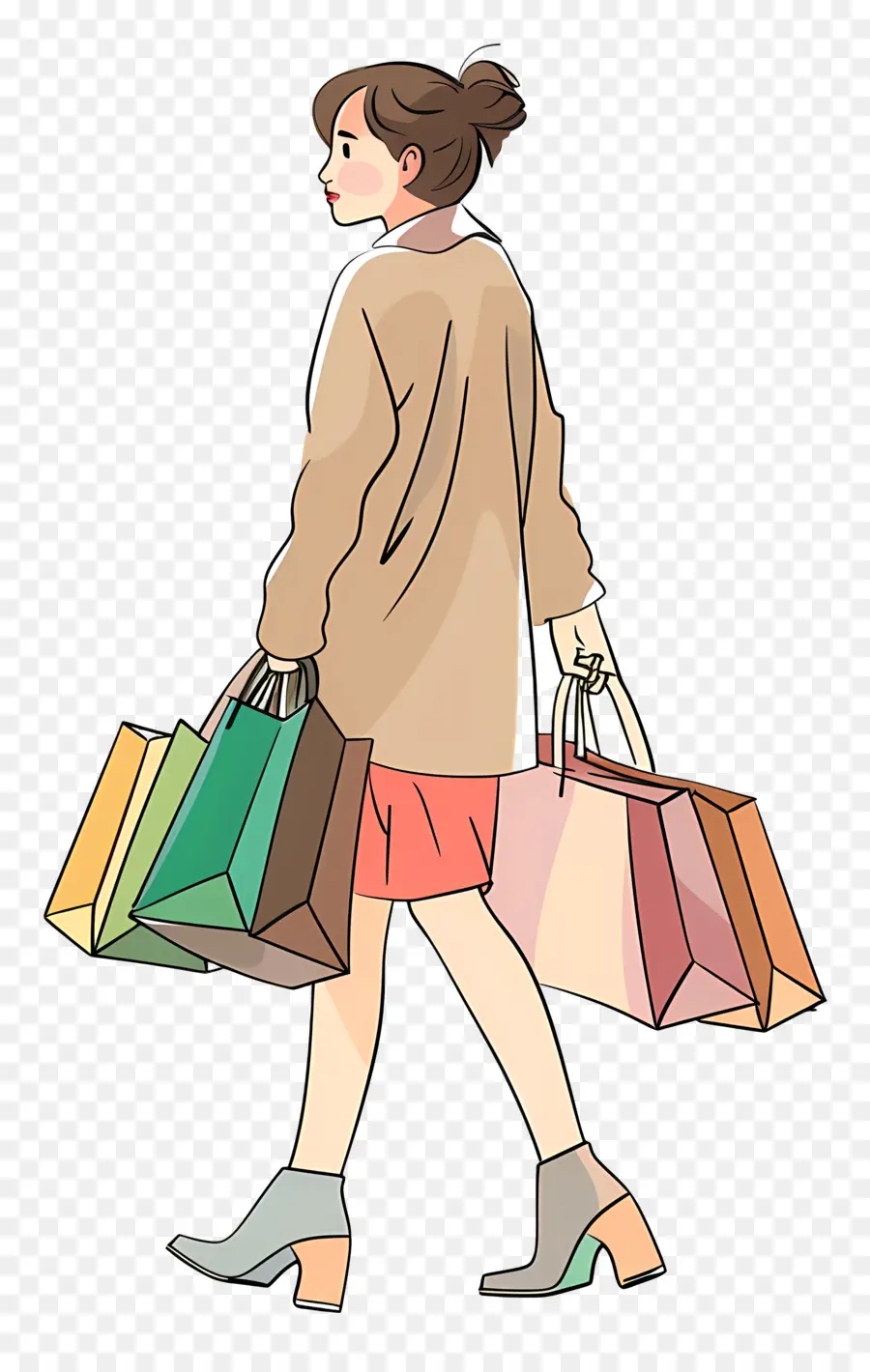 Mulher Com Sacolas De Compras，Compras PNG