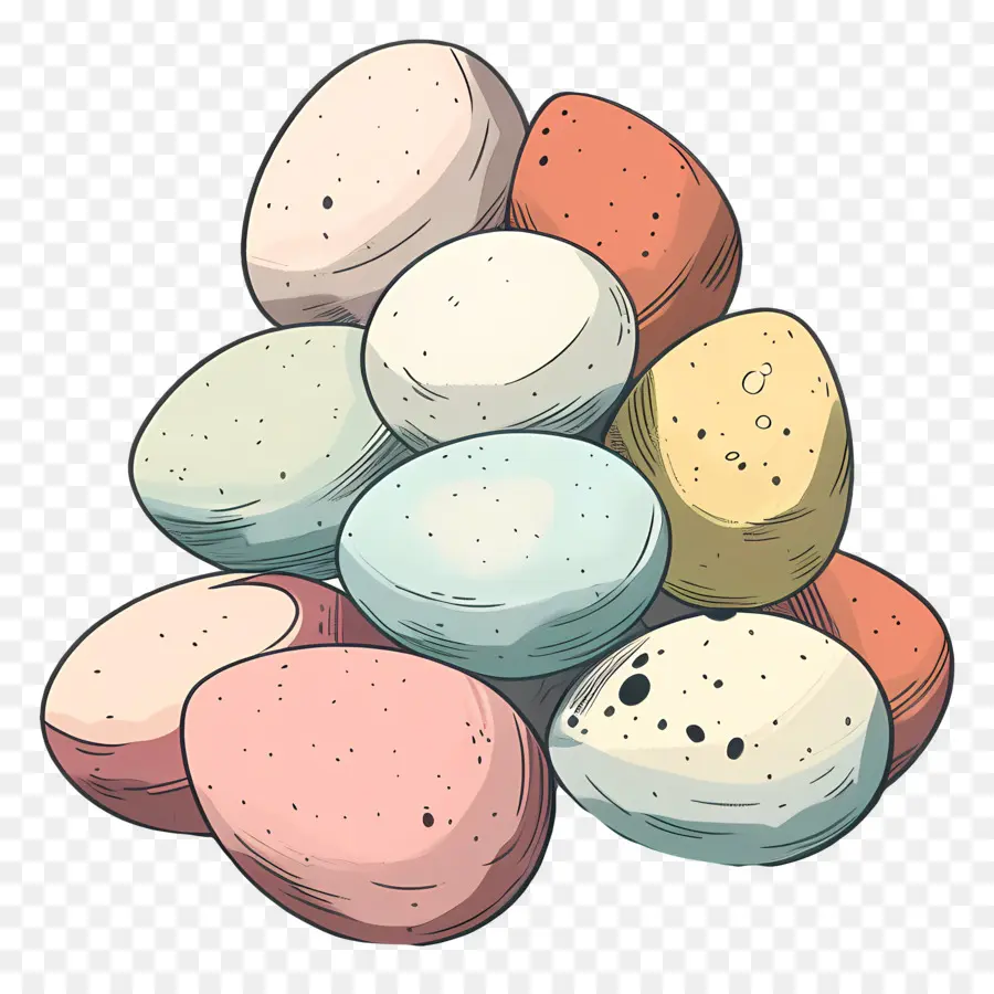 Pilha De Ovos，Pedras Coloridas PNG