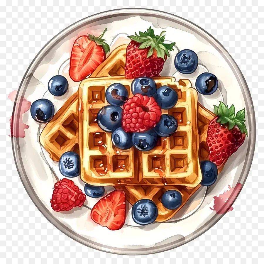 Waffles，Pintura Em Aquarela PNG