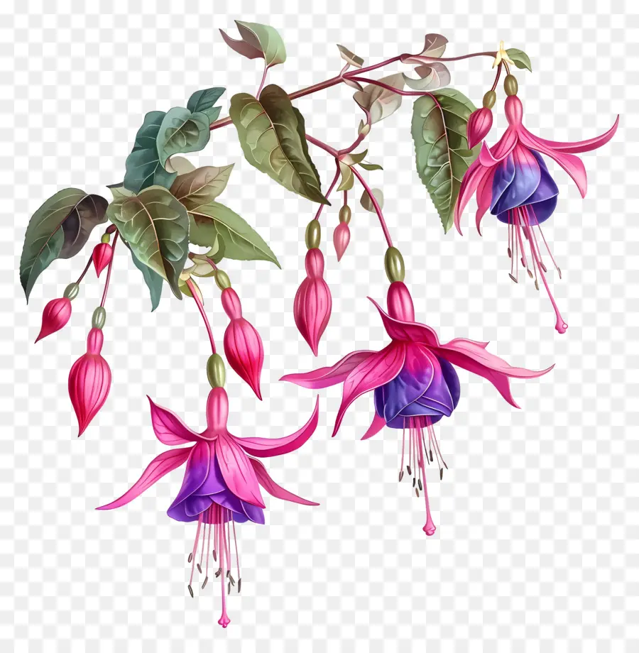 Fúcsia Flores，Pétalas Cor De Rosa PNG