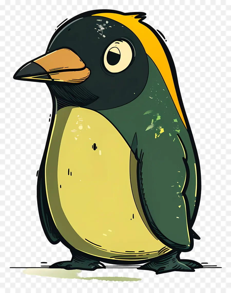 Cartoon Penguin，Pássaro Verde E Amarelo PNG