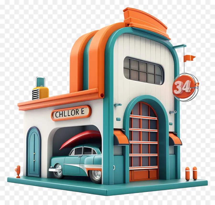 Garagem 3d，Carro Clássico PNG