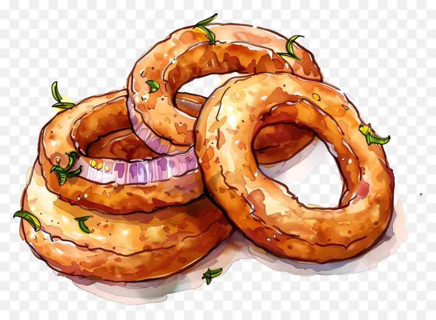 Anéis De Cebola，Donuts Fritos PNG