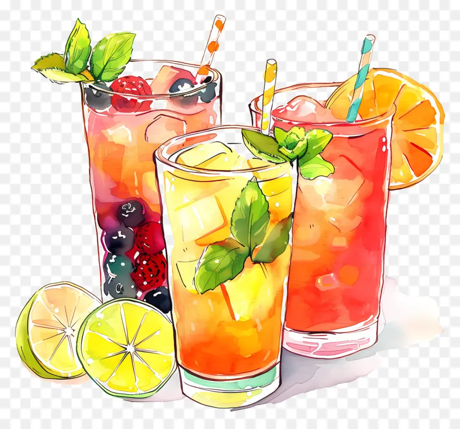 Ponche De Frutas，Ilustração Em Aquarela PNG