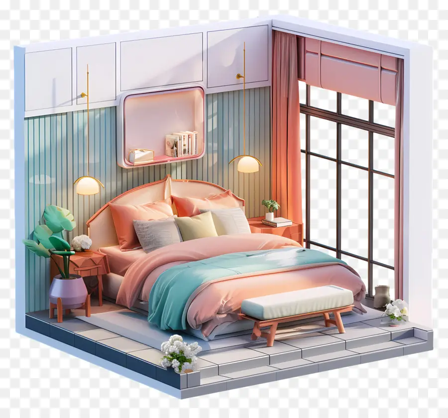 3d Quarto，Bedroom PNG