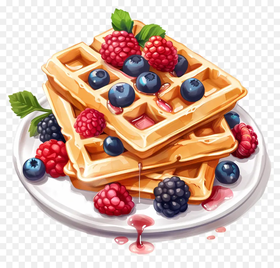 Waffles，Mirtilos PNG