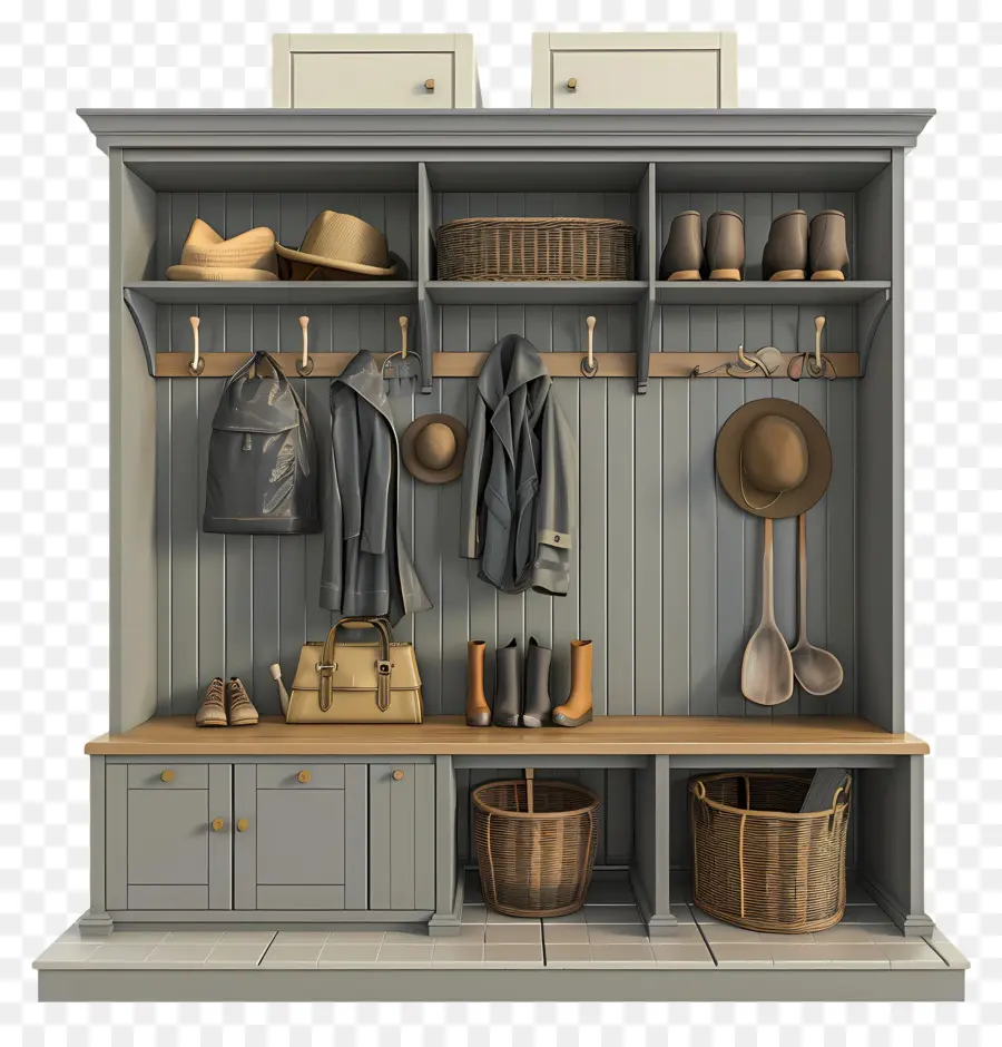 3d Mudroom，Armário De Madeira PNG