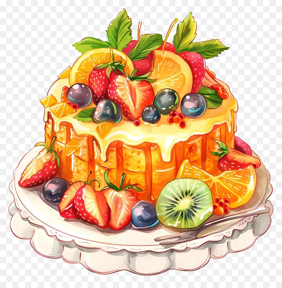 Bolo De Frutas Do Sol，Bolo PNG