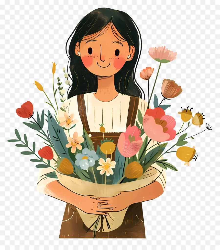 Menina Com Flores，Ramalhete PNG