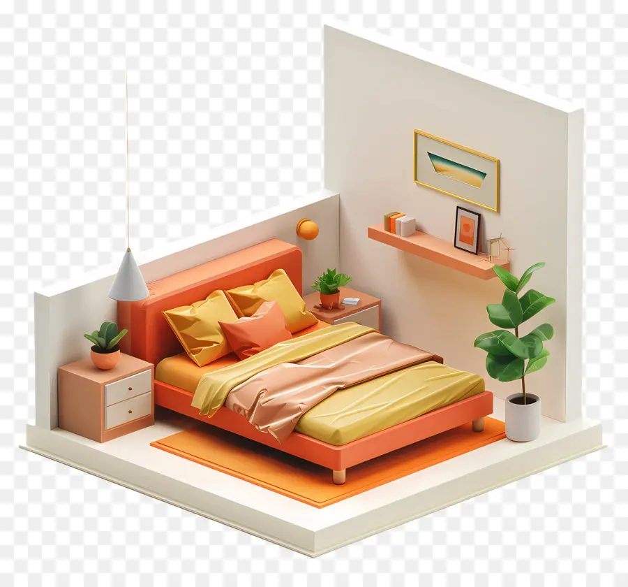 3d Quarto，Quarto Aconchegante PNG