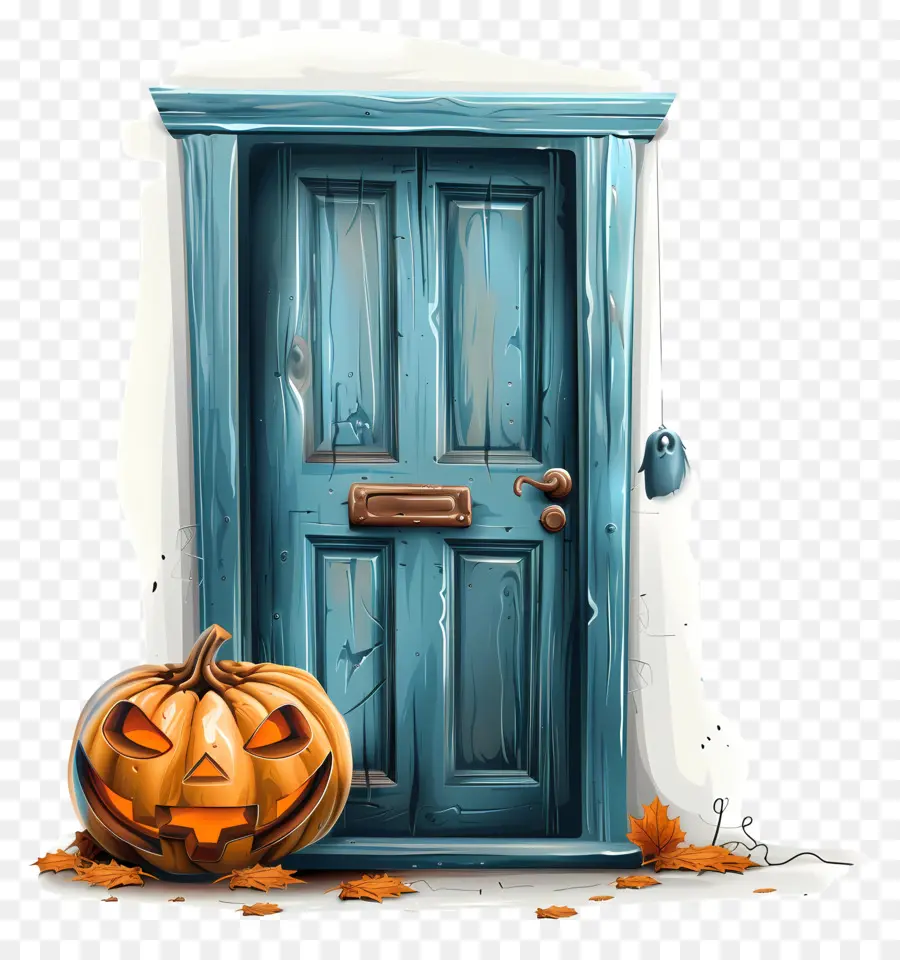 Abóbora De Halloween，Porta Azul PNG